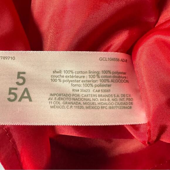 Carter's Girl's Holiday Print Short Sleeve Tie Belt Button Back Dress Sz 5  5 A - Picture 2 of 13